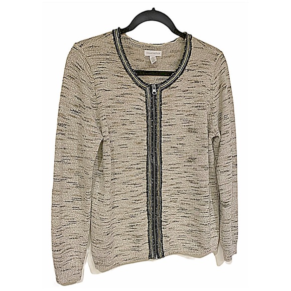 Charter Club Blazer Lovely Metallic-Trim Knit Blazer Soft Lightweight Size M - Picture 4 of 9